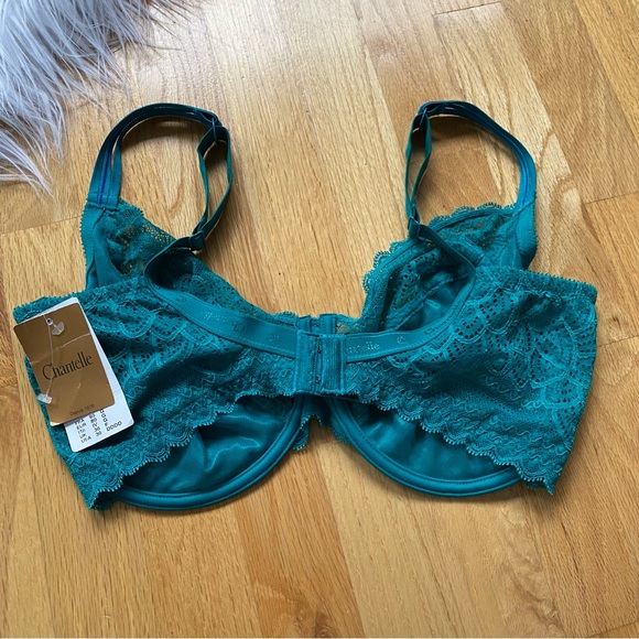 Chantelle NEW Merci Demi Bra Jet Green Lace Underwire Sz 36G - Picture 4 of 8